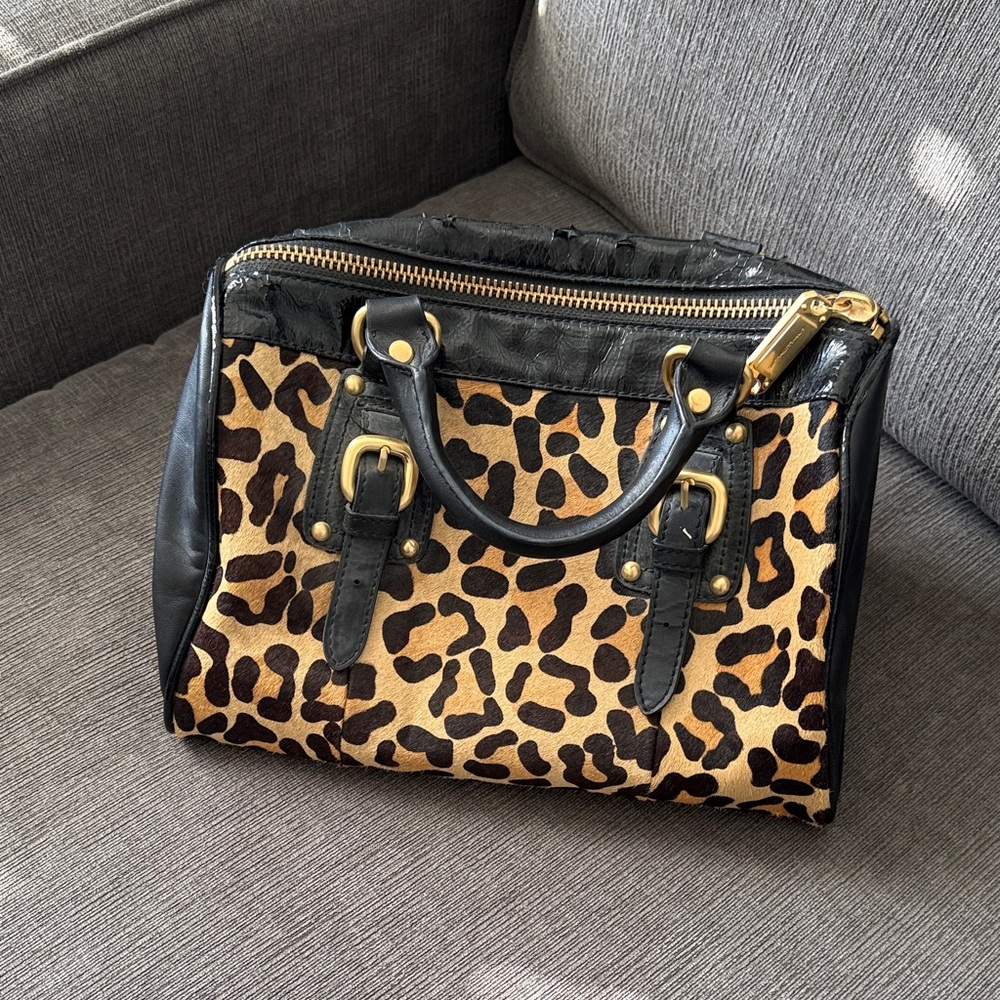 Steve Madden Leopard and Black Satchel